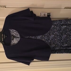 PERCEPTIONS NEW YORK BRAND WOMENS PLUS BLUE SLEEVELESS DRESS WITH SHRUG SIZE 2X